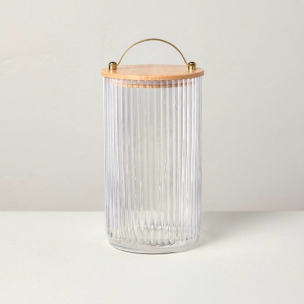 64oz Fluted Glass Storage Canister set with Wood Lid - Hearth & Hand Magnolia